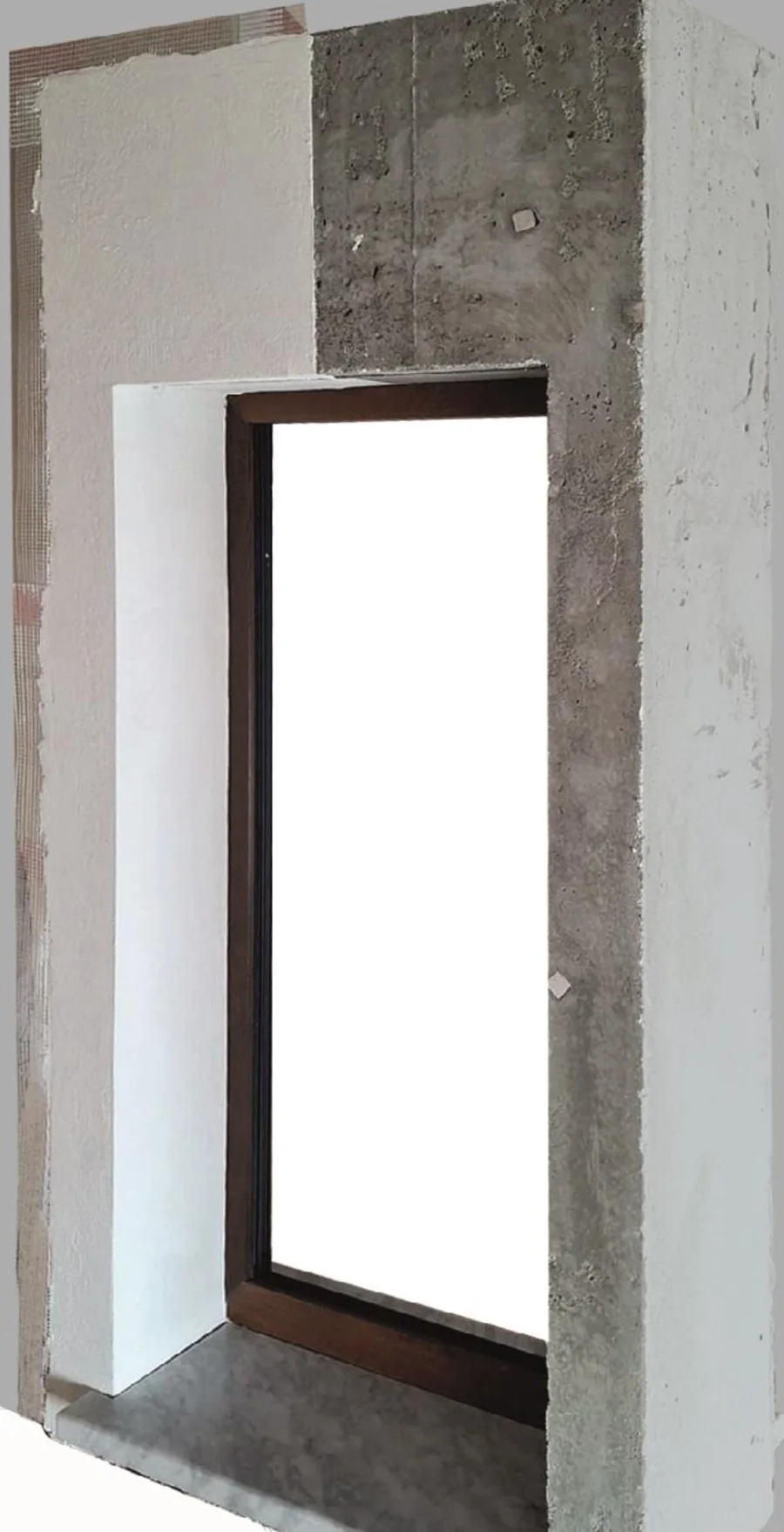 Foro finestra realizzato con ANIGMA, integrato nella muratura e con serramento posato